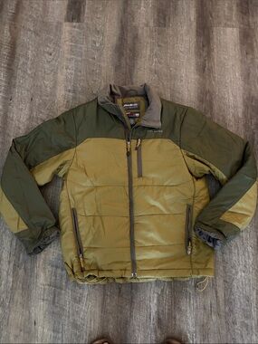 Eddie Bauer Two-Tone Olive Green Puffer Jacket